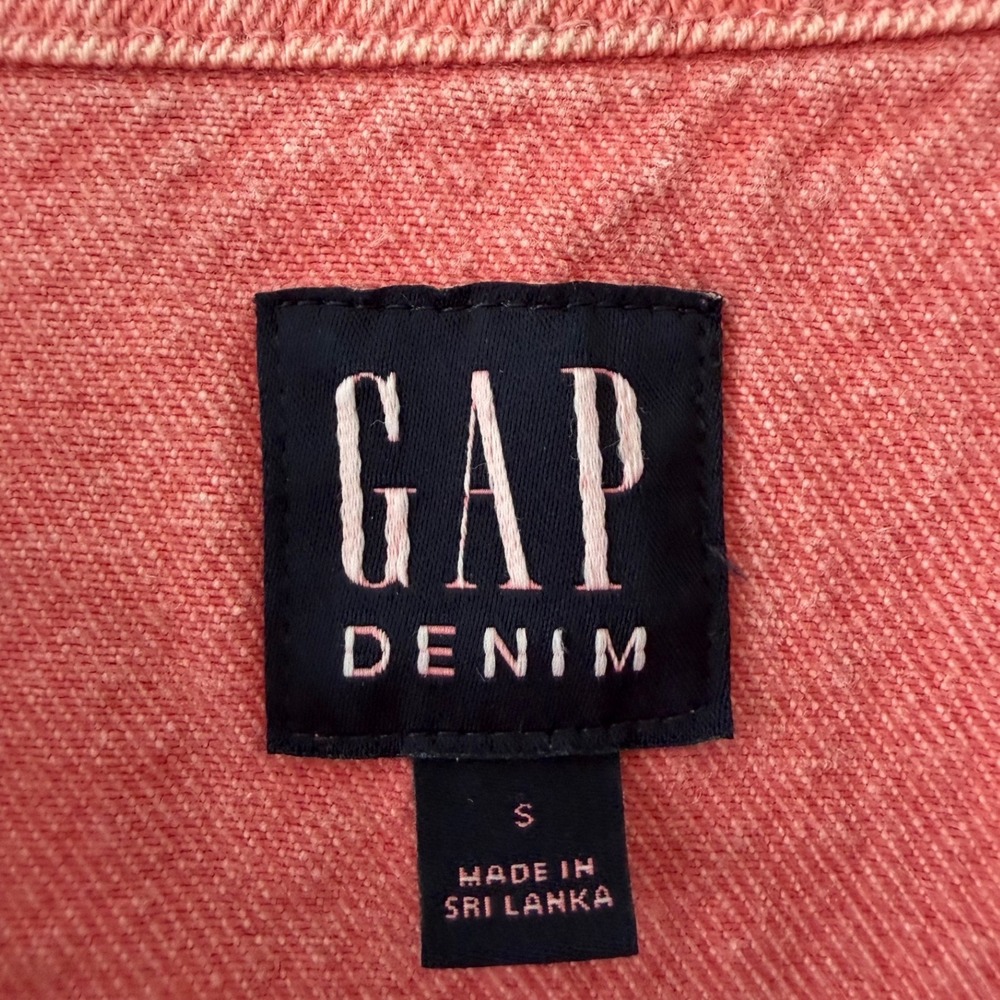 GAP sz S Oversized Pink Washed Denim Jean Jacket Baggy Streetwear Heavy Staple - Picture 6 of 8